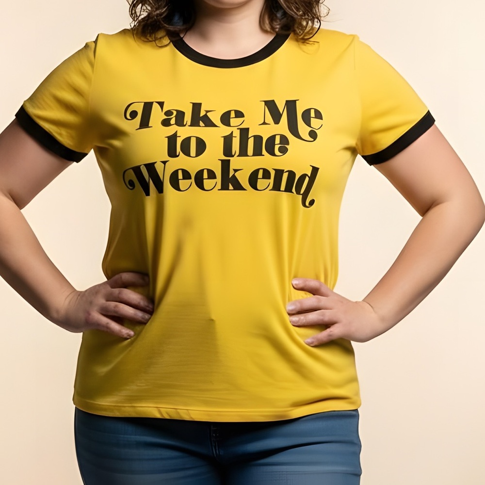 Lularoe‎ "Take me to the Weekend" Yellow/Black T-shirt -- L